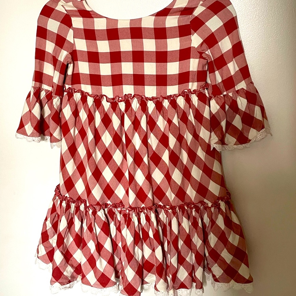 🌟Fall ‘21 MJ Red and White Plaid Bell Sleeve Dress